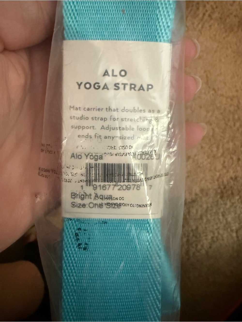 ALO Yoga Bright Aqua Stretch & Mat Carrier Strap